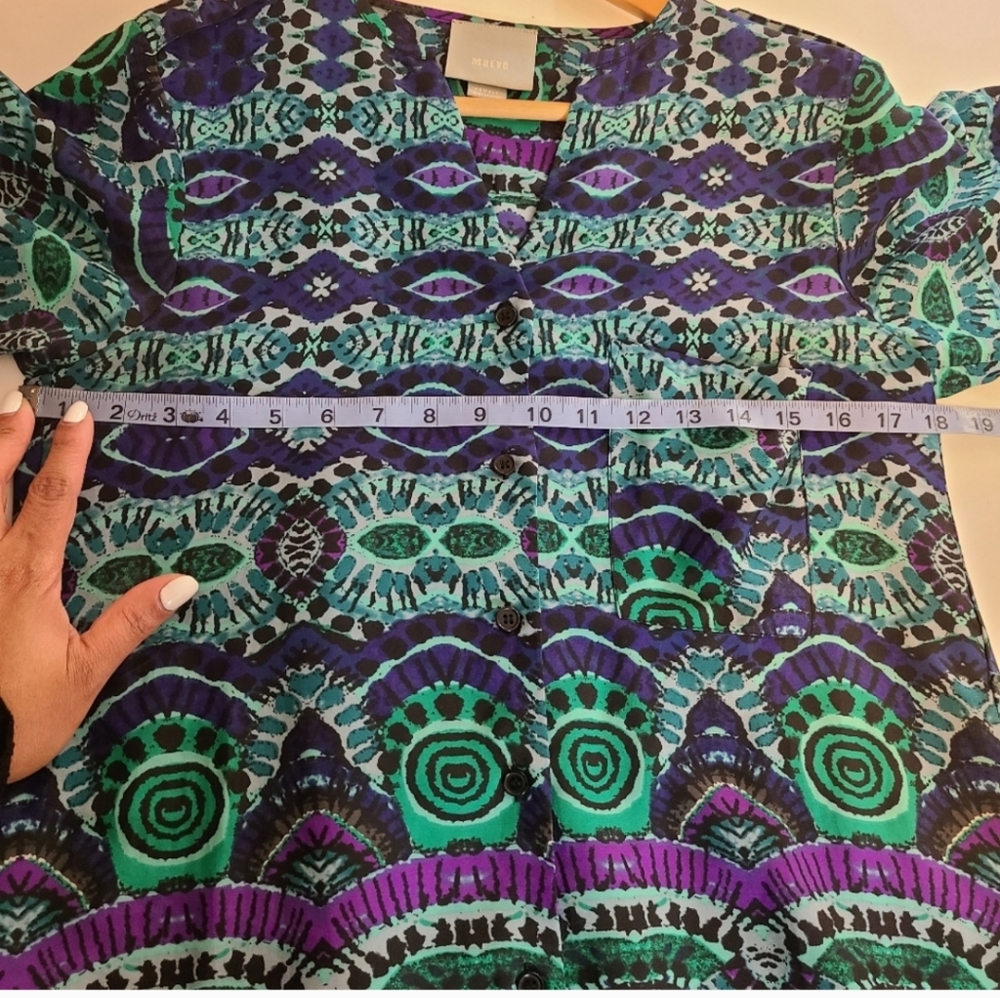 Maeve Anthropologie Women's Mini Bohemian Shirt Dress Frequencies Ikat - Picture 4 of 10